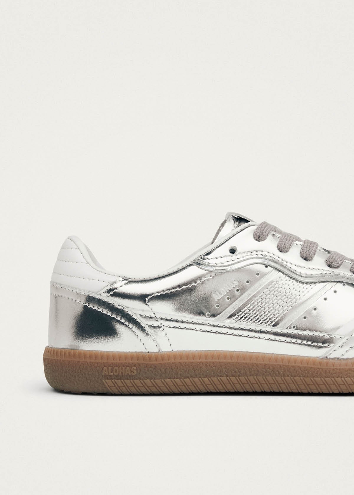 Tb.490 Rife Shimmer Silver Cream Leather Sneakers - Image 7