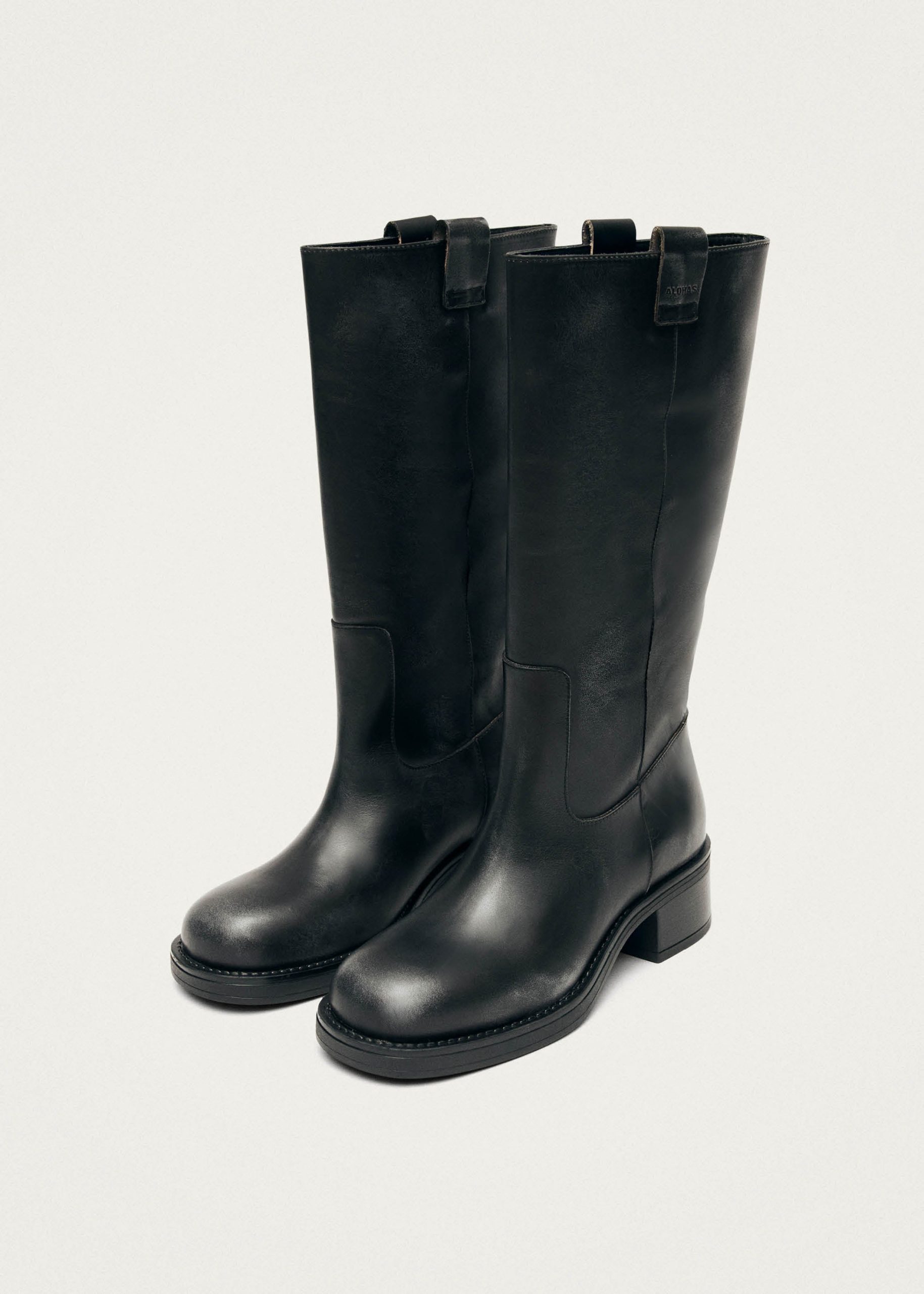 Sajan Vintage Effect Black Leather Boots - Image 4