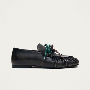 Aven Lace Vintage Effect Brown Leather Loafers