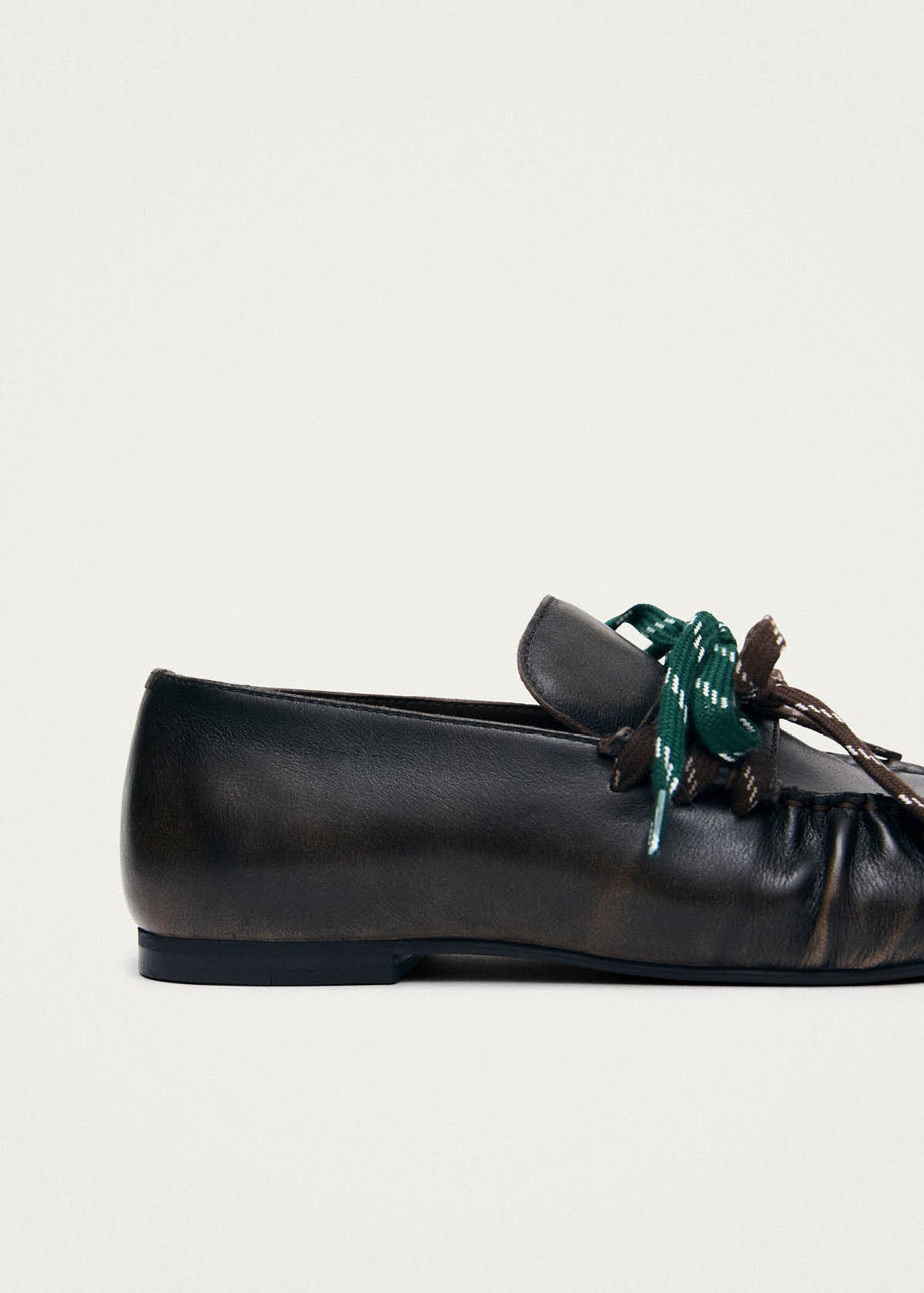 Aven Lace Vintage Effect Brown Leather Loafers - Image 7