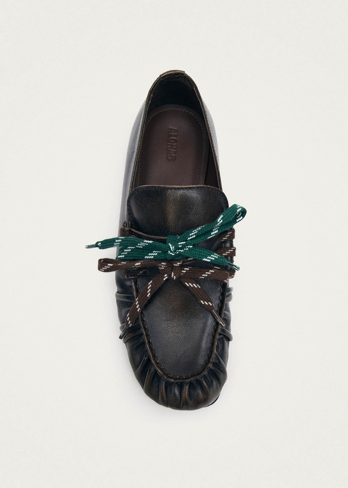 Aven Lace Vintage Effect Brown Leather Loafers - Image 5