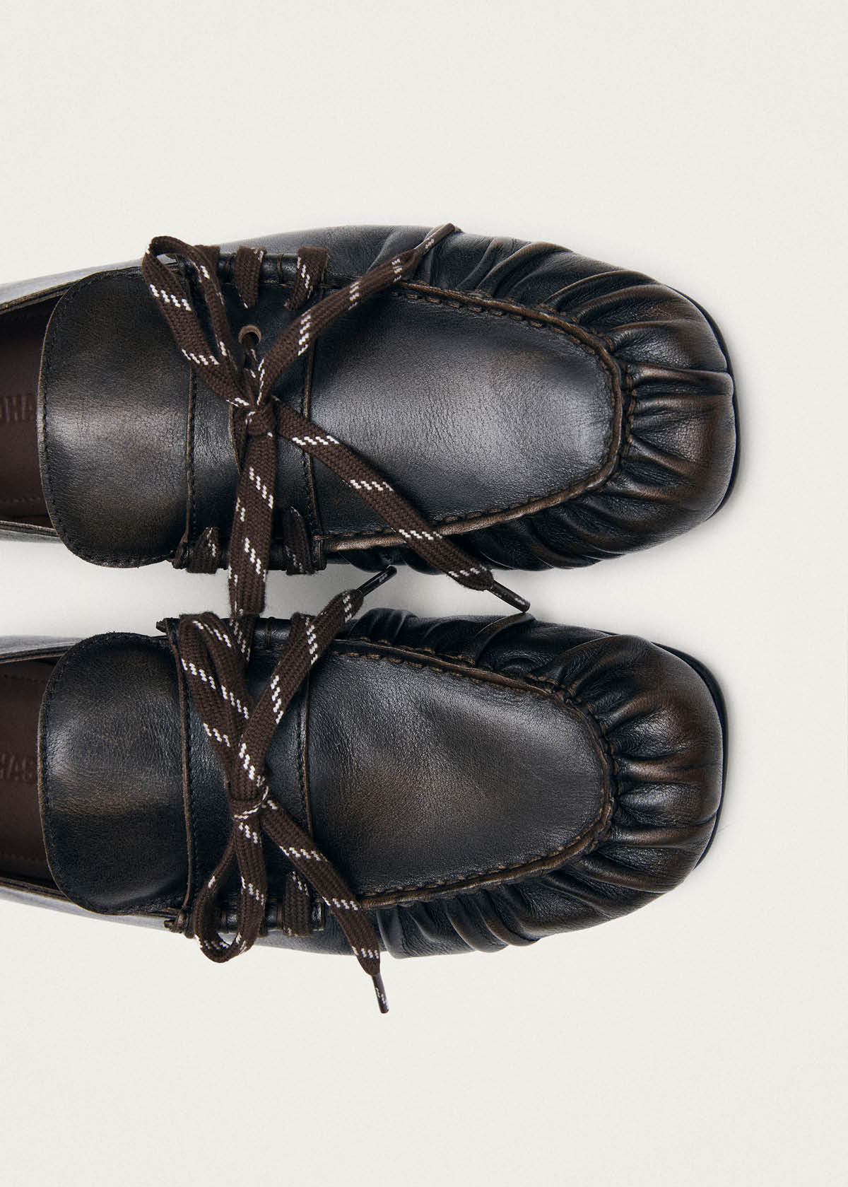 Aven Lace Vintage Effect Brown Leather Loafers - Image 6