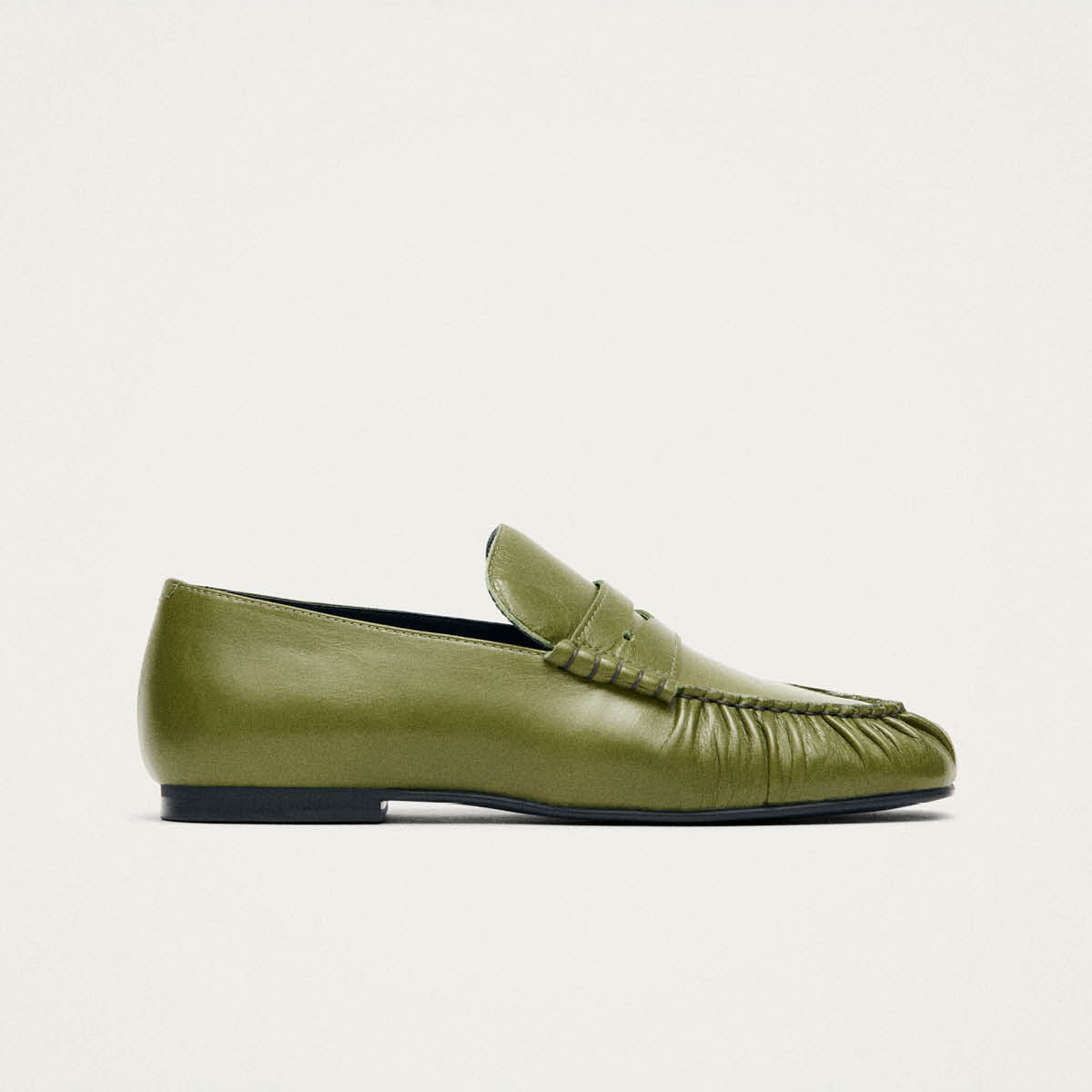 Aven Rift Green Leather Loafers - Image 3