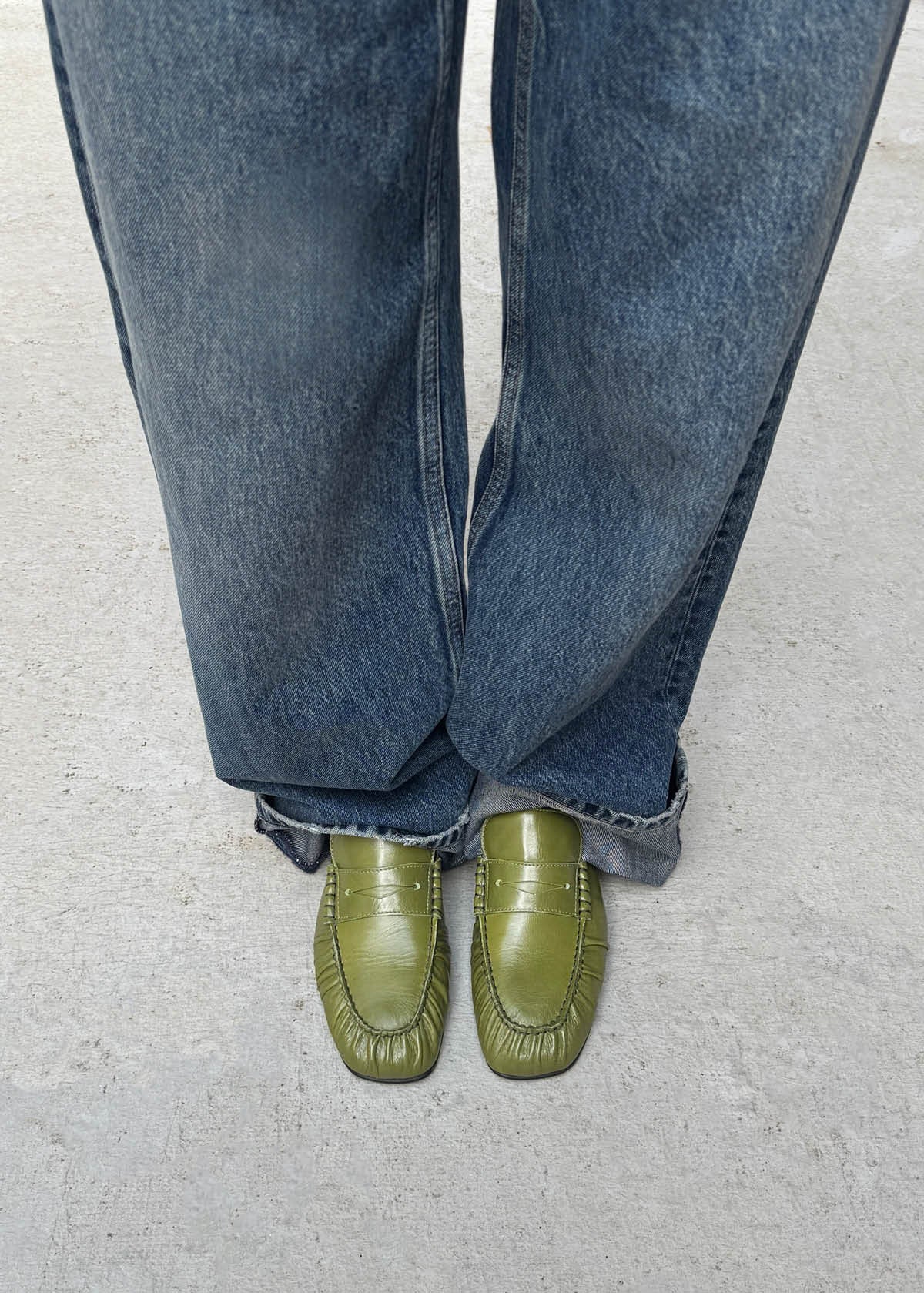 Aven Rift Green Leather Loafers - Image 2