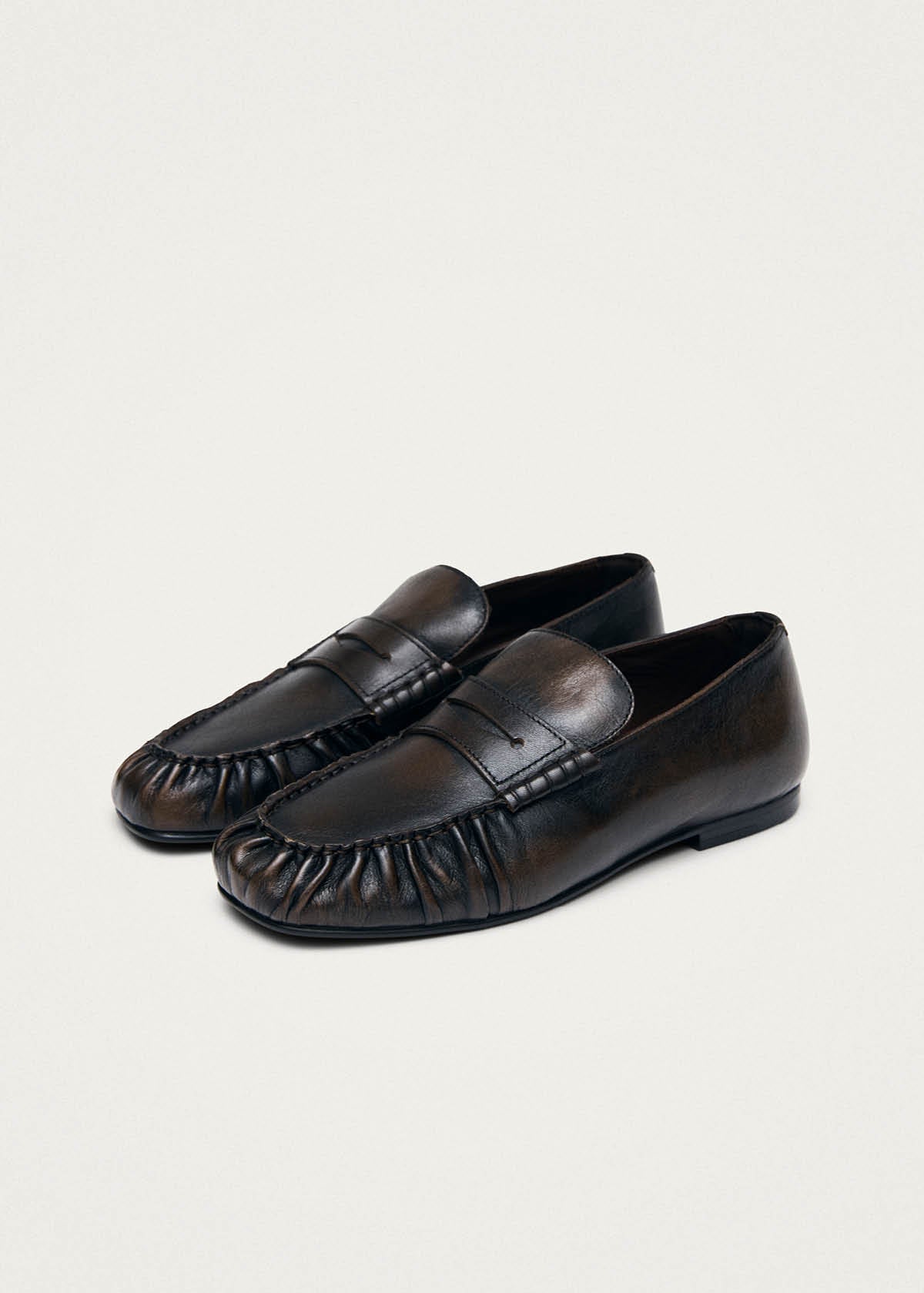 Aven Vintage Effect Brown Leather Loafers - Image 6