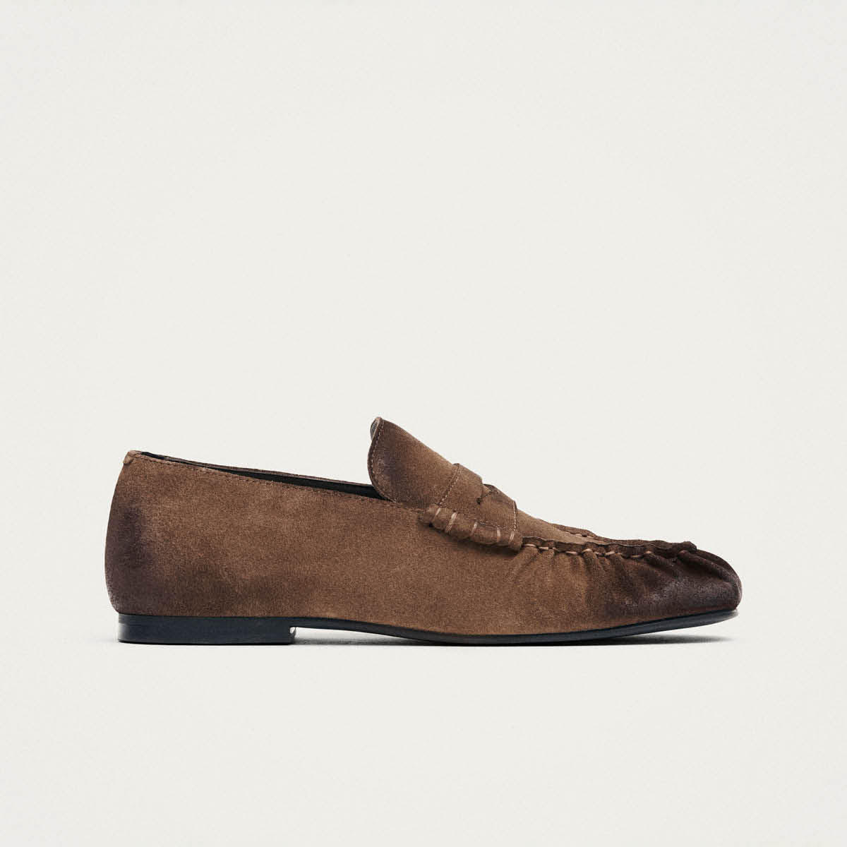 Aven Vintage Effect Suede Brown Leather Loafers - Image 3