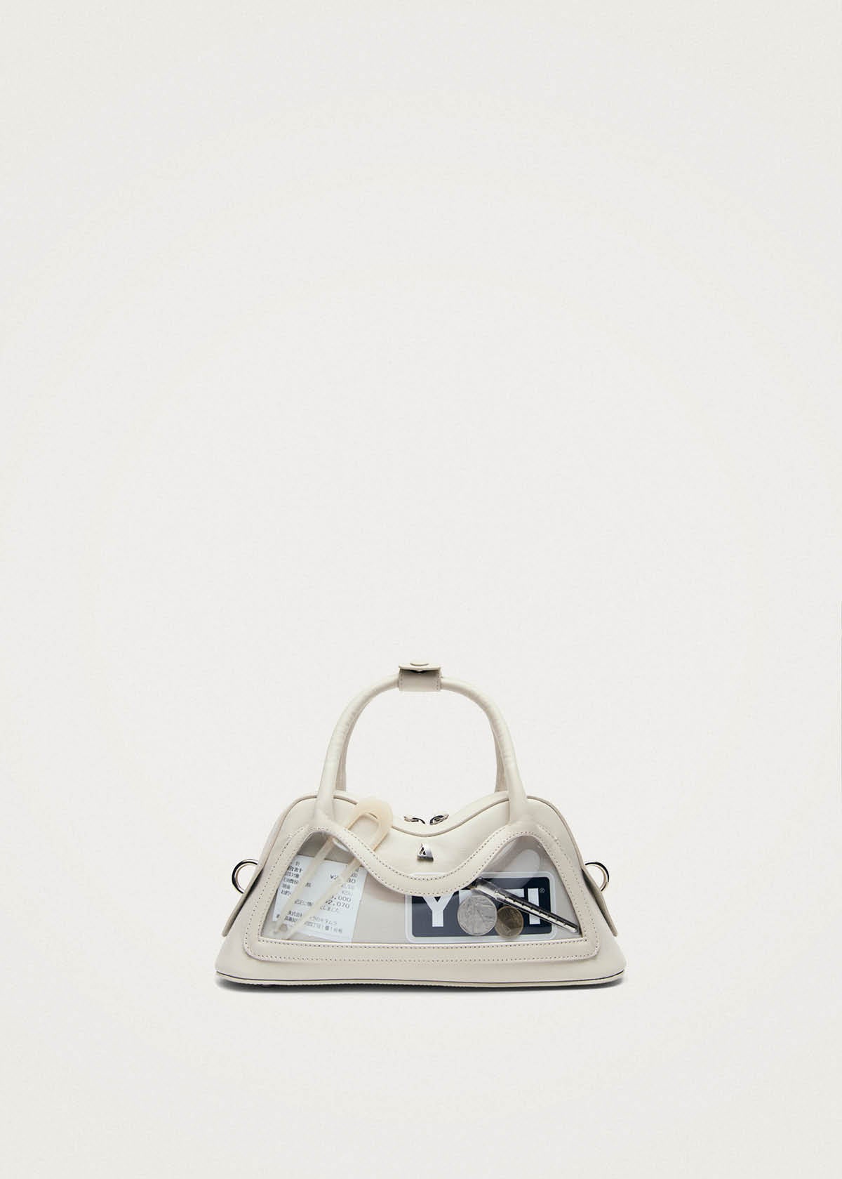 Hilma Mini Vinyl White Leather Bag - Image 4