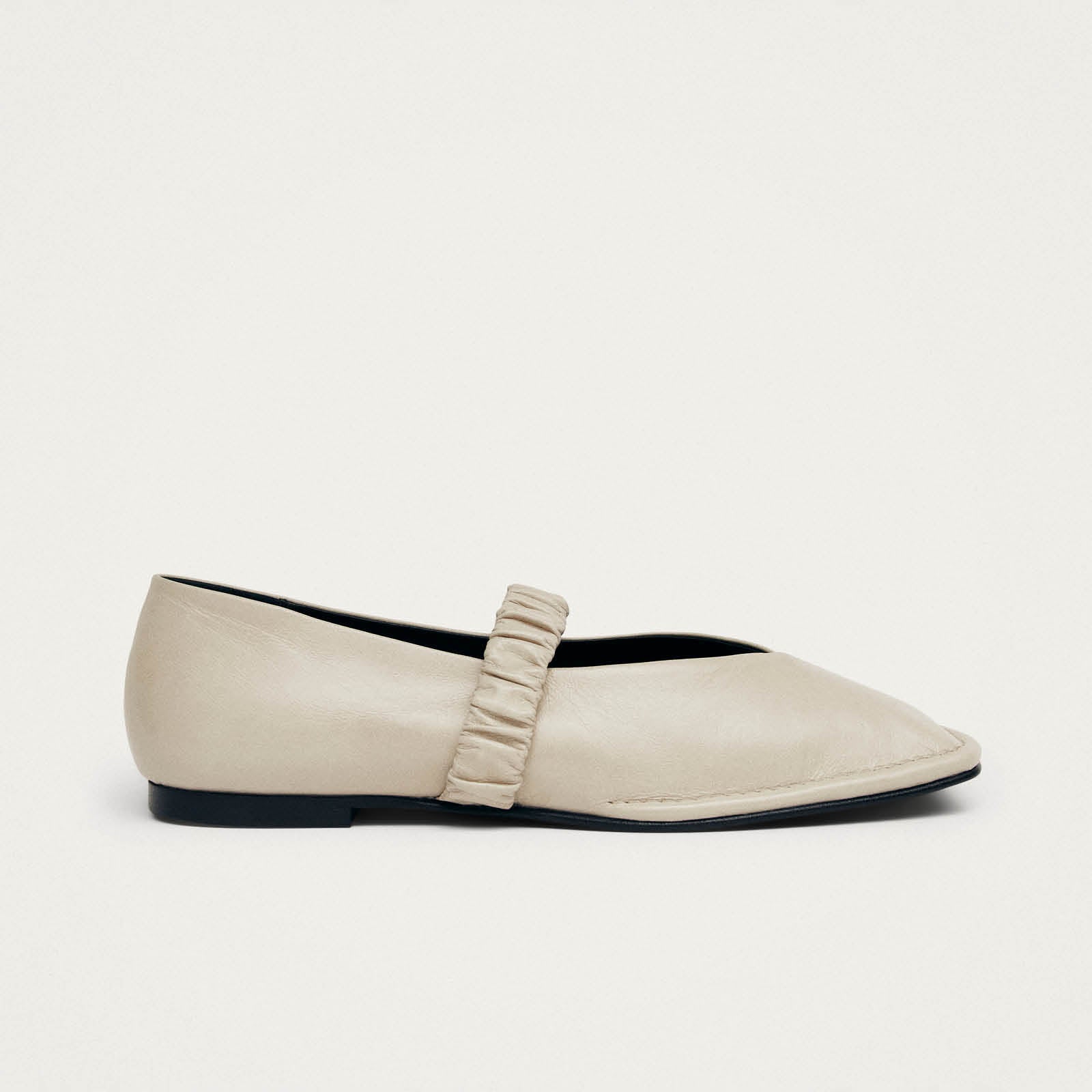 Lautan Cream Leather Ballet Flats - Image 3