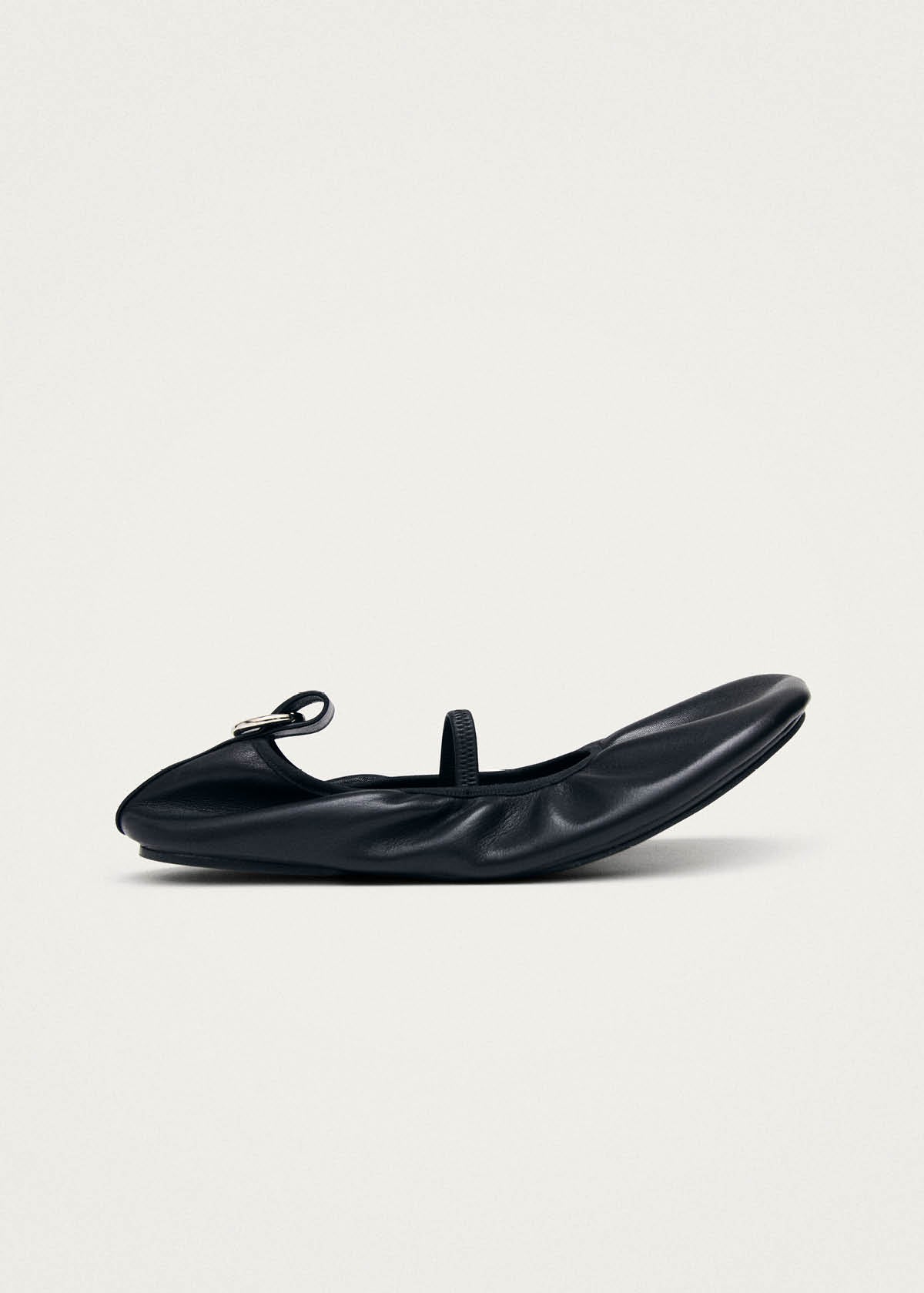 Naira Barefoot Black Leather Ballet Flats - Image 4