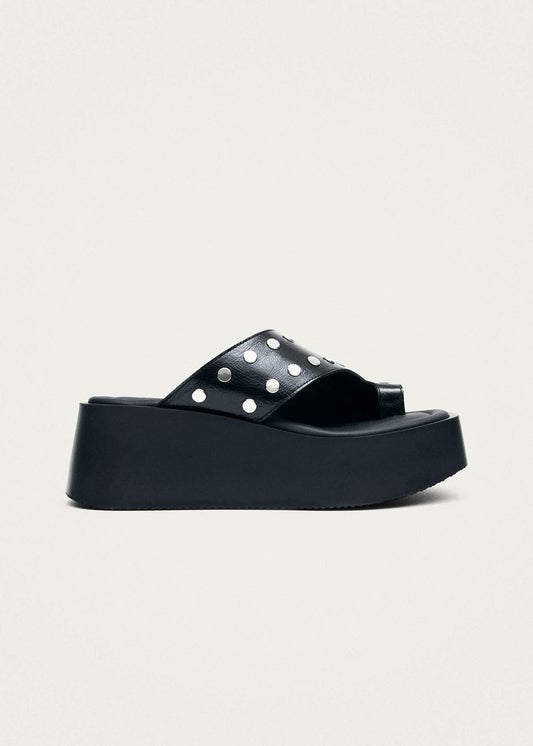 Nova Studs Black Leather Sandals