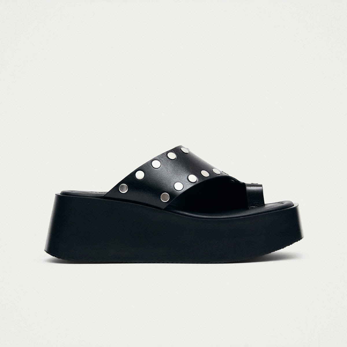Nova Studs Black Leather Sandals - Image 3