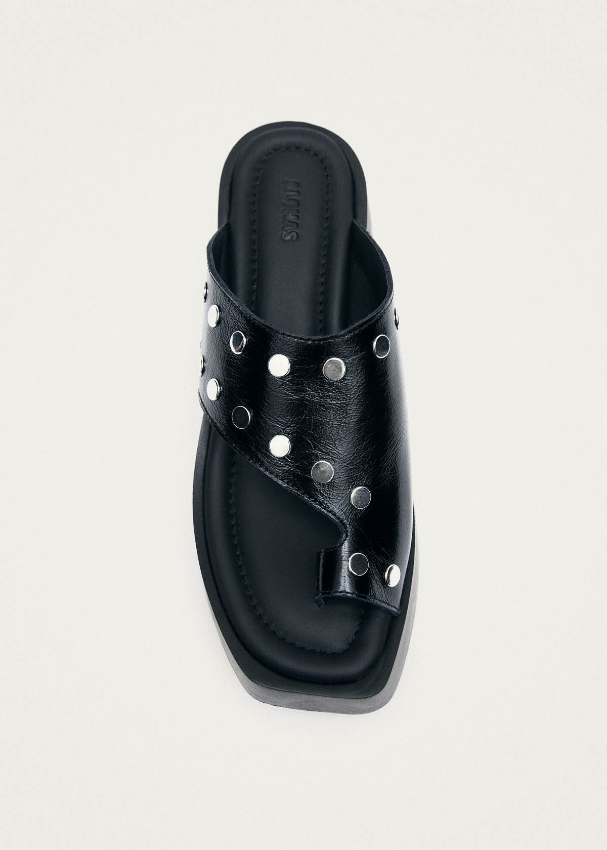 Nova Studs Black Leather Sandals - Image 5