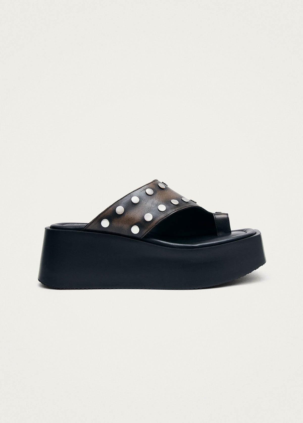 Nova Studs Vintage Effect Brown Leather Sandals