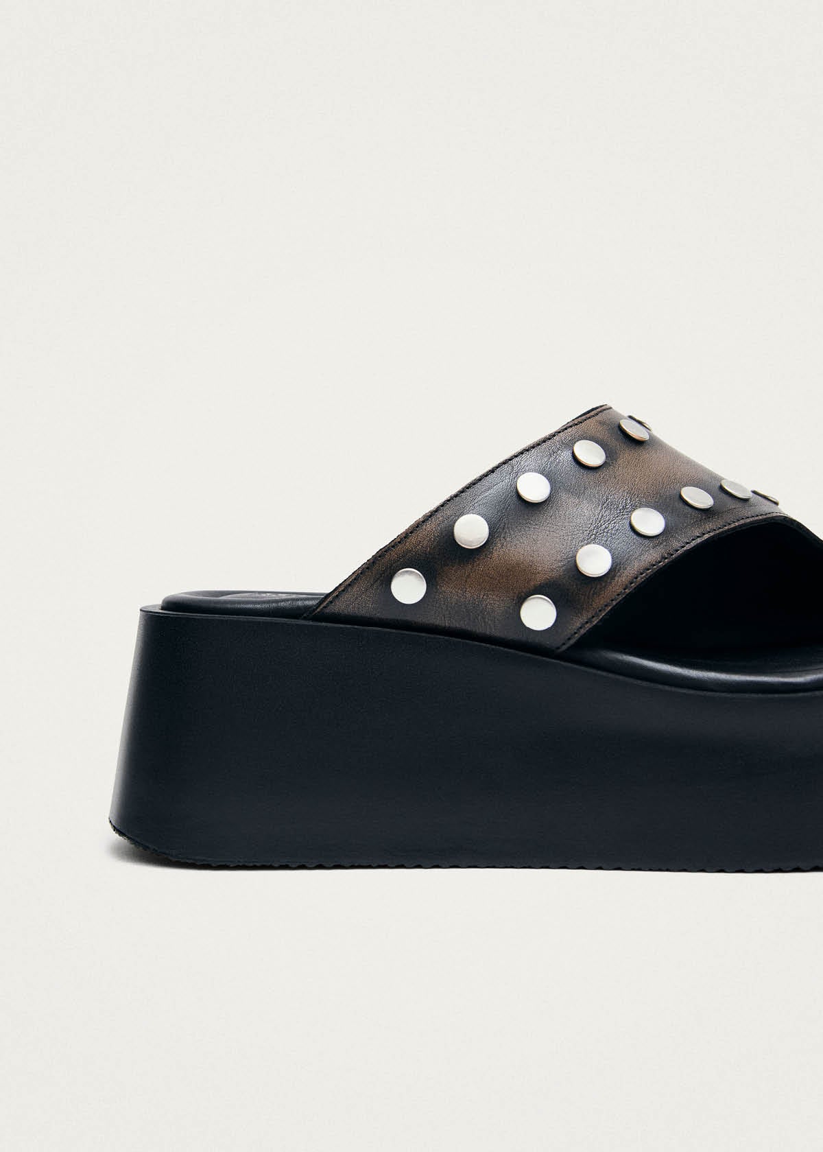 Nova Studs Vintage Effect Brown Leather Sandals - Image 7