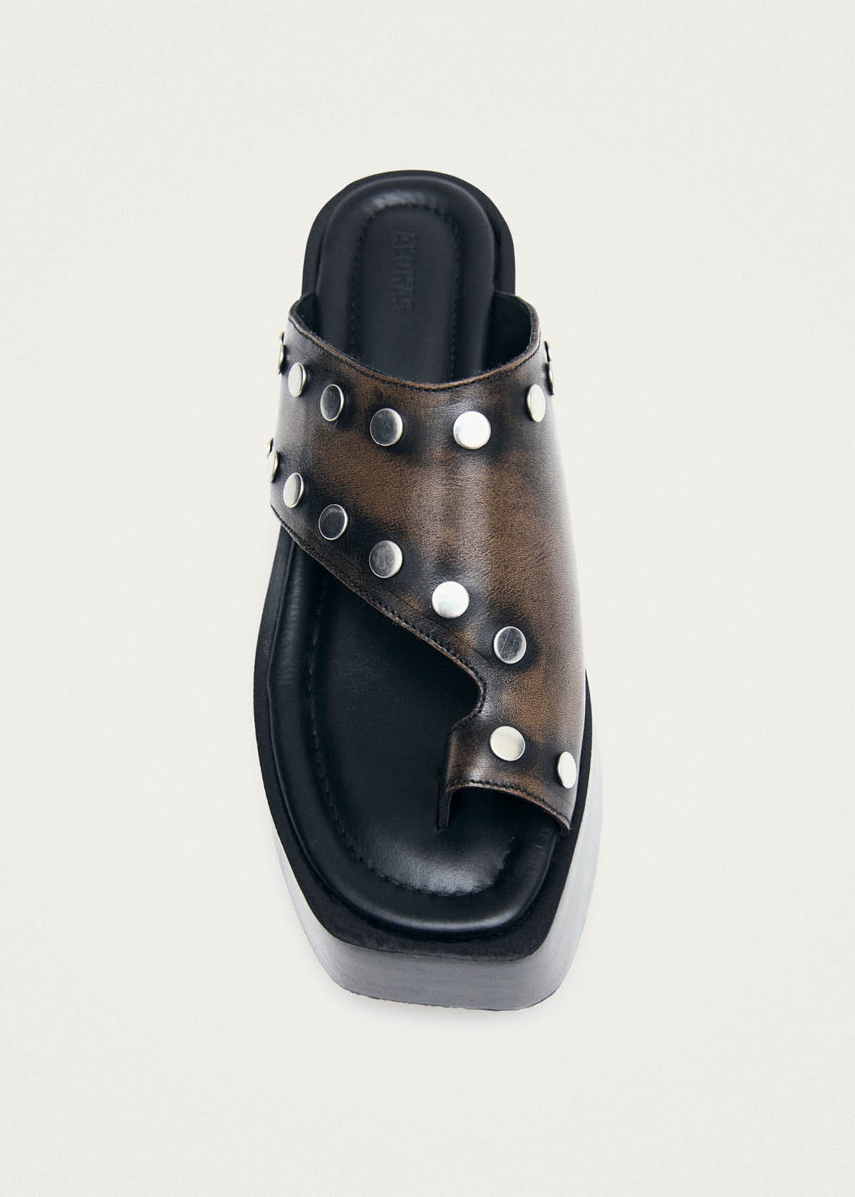 Nova Studs Vintage Effect Brown Leather Sandals - Image 5