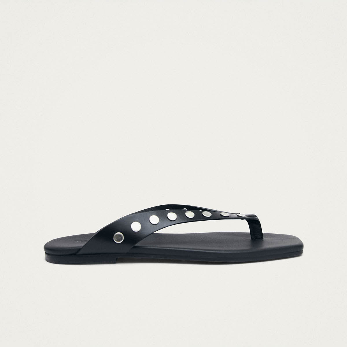 Ola Studs Black Leather Sandals - Image 3