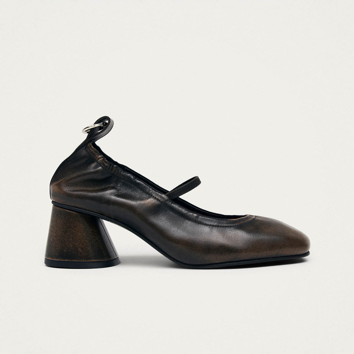 Rhiane Vintage Effect Brown Leather Pumps - Image 3