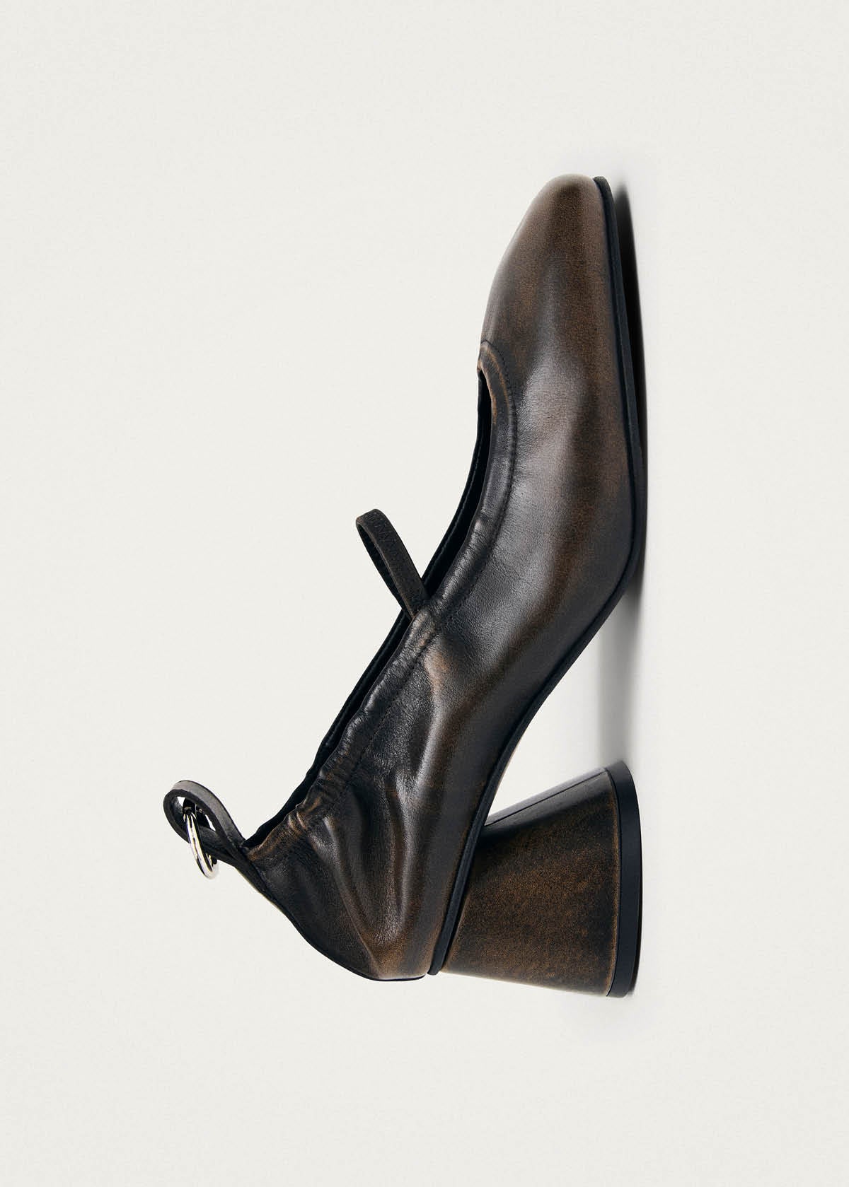 Rhiane Vintage Effect Brown Leather Pumps - Image 4