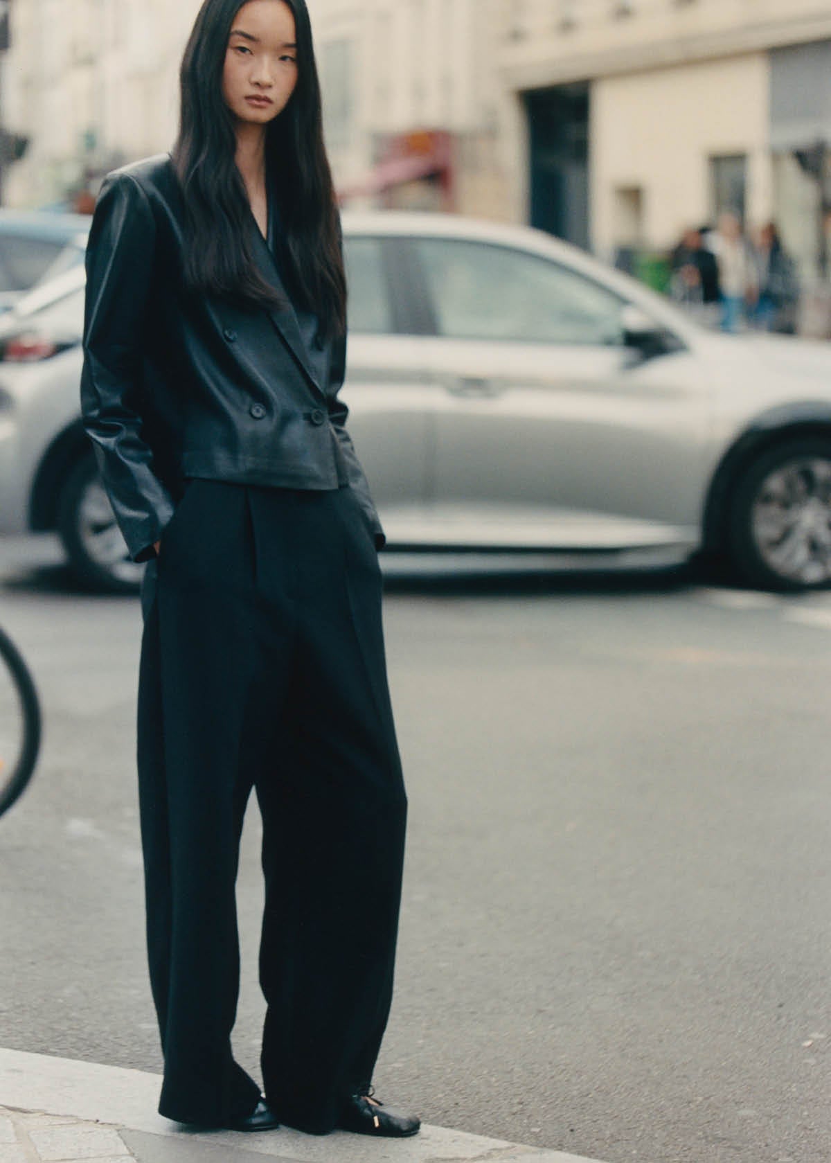 Rosalind Black Leather Ballet Flats - Image 2