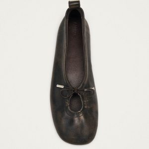 Rosalind Vintage Effect Brown Leather Ballet Flats