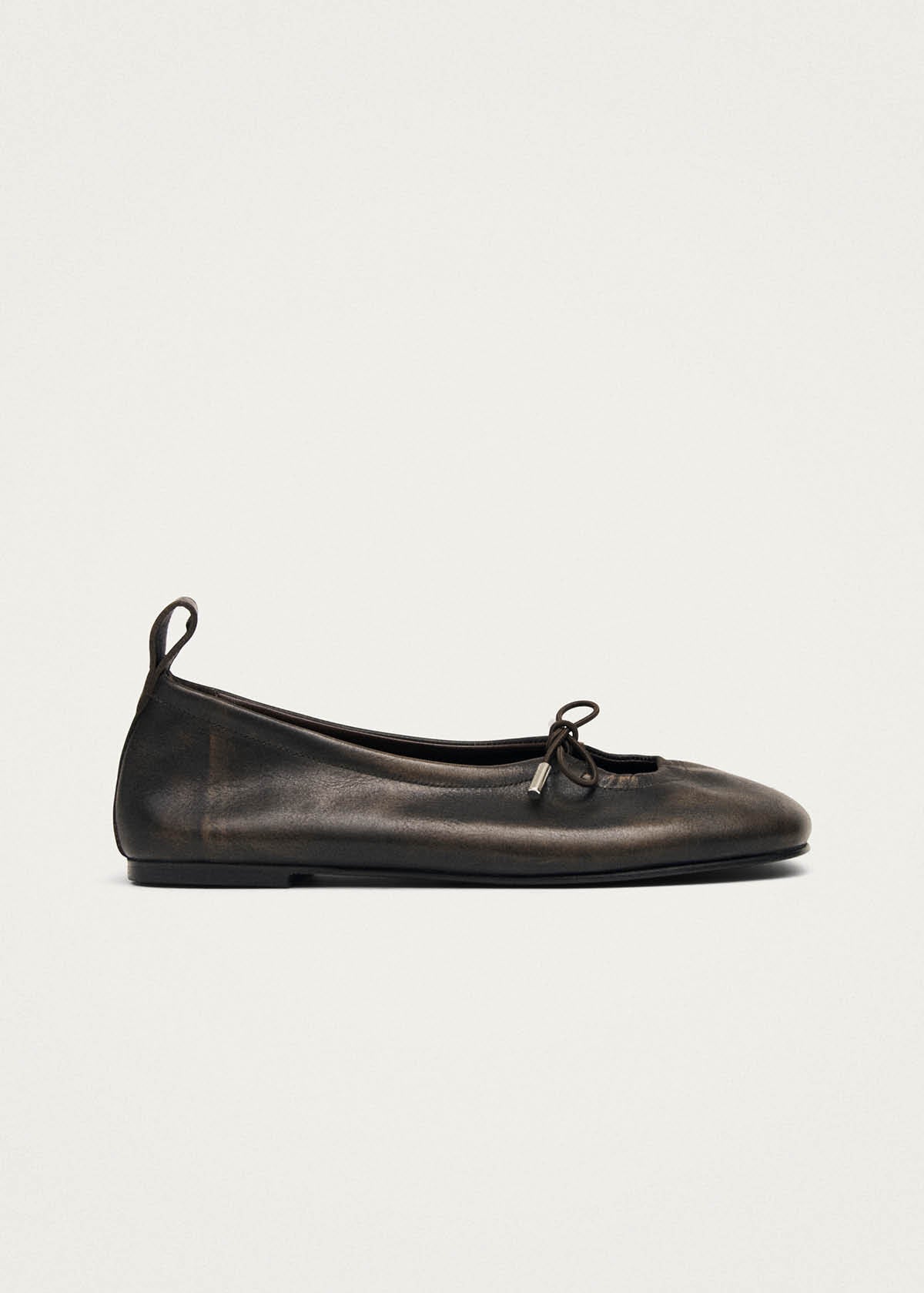 Rosalind Vintage Effect Brown Leather Ballet Flats - Image 4