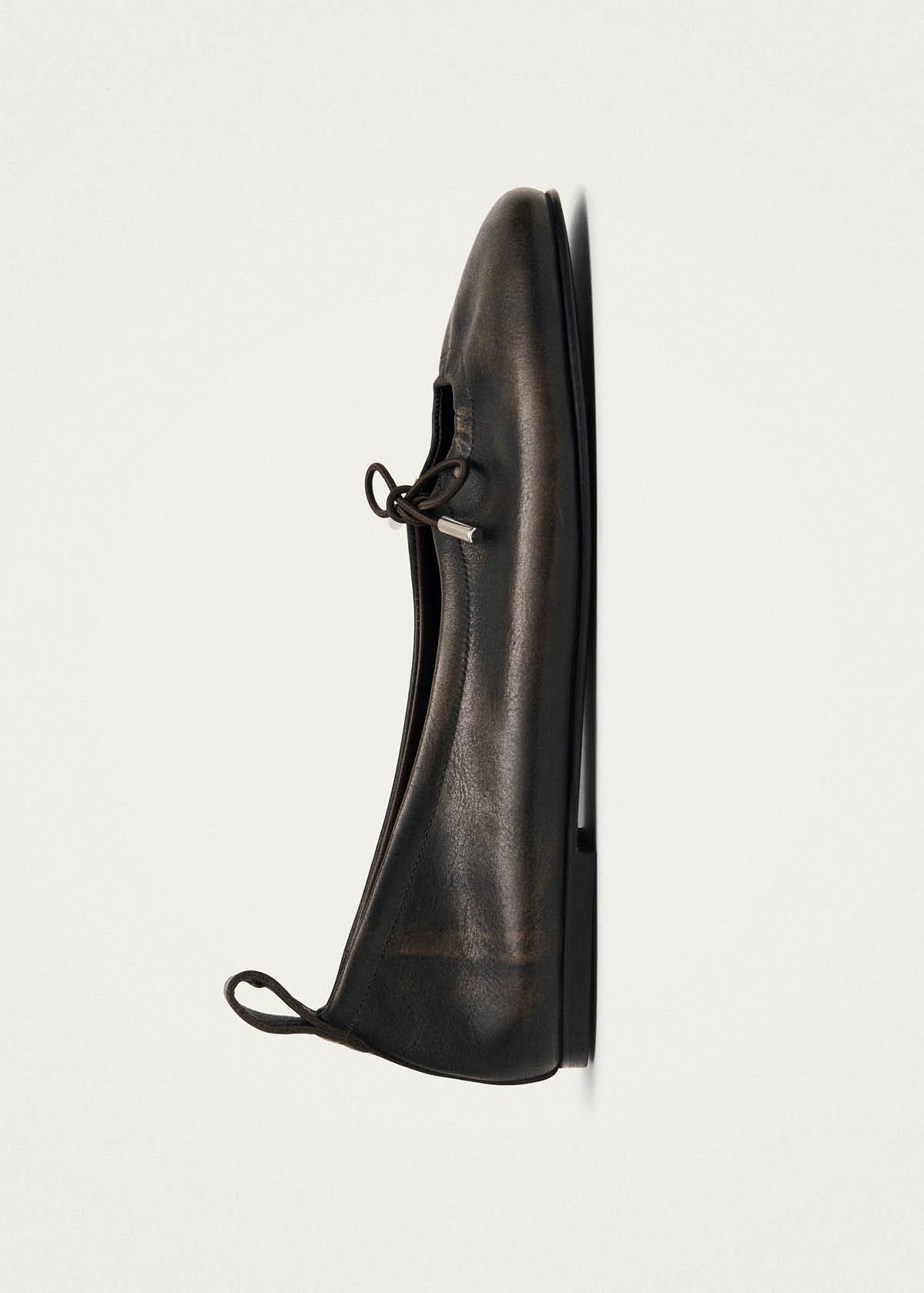 Rosalind Vintage Effect Brown Leather Ballet Flats - Image 7