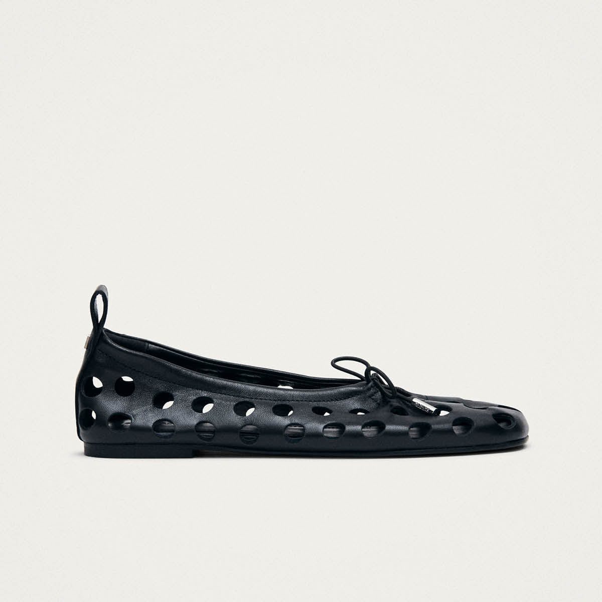 Rosalind Cut Out Black Leather Ballet Flats - Image 3