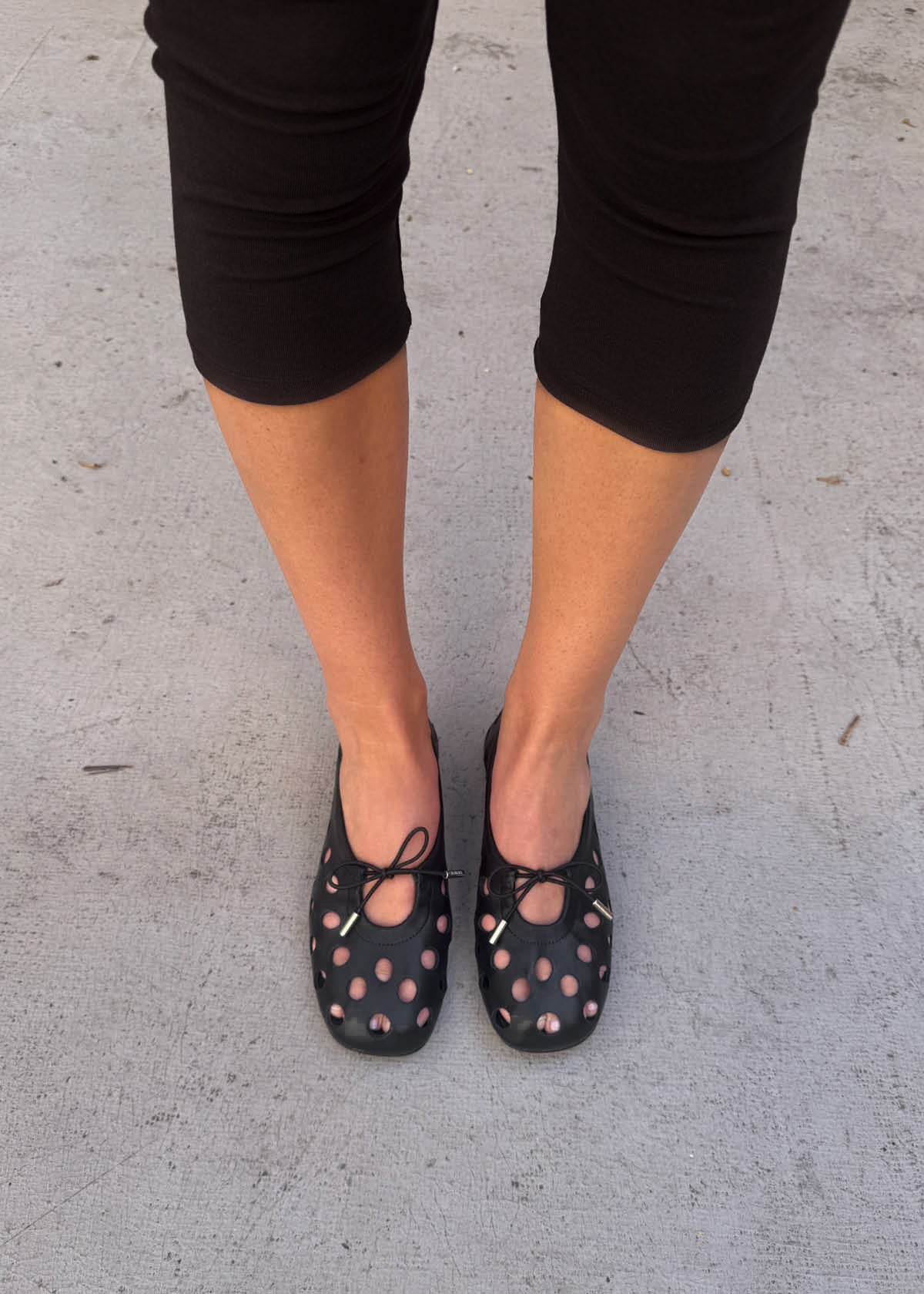 Rosalind Cut Out Black Leather Ballet Flats - Image 2