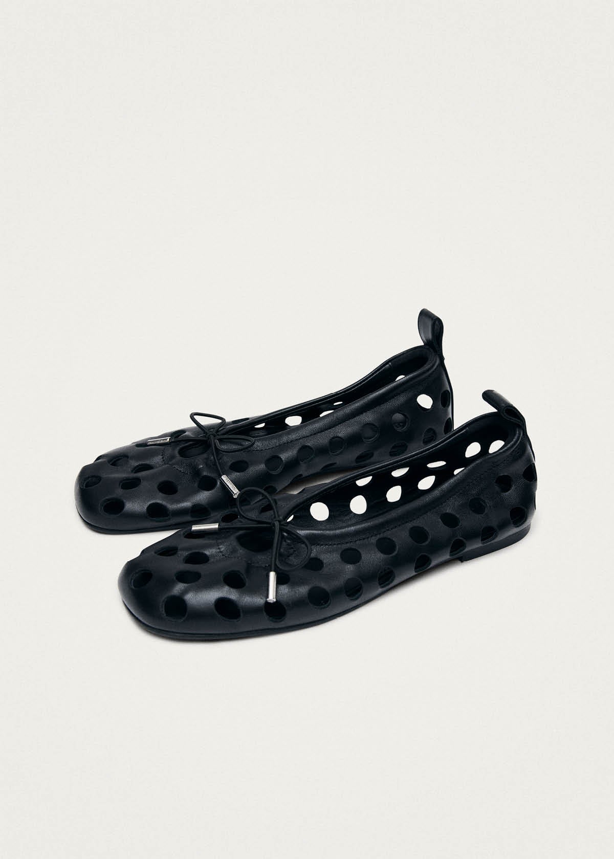 Rosalind Cut Out Black Leather Ballet Flats - Image 5