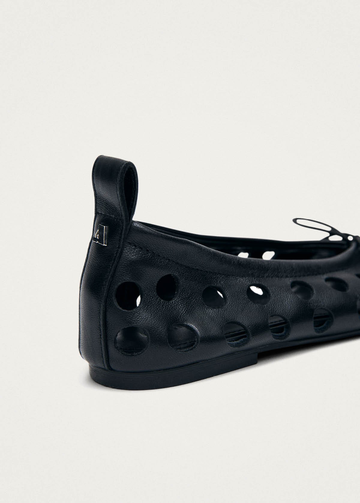 Rosalind Cut Out Black Leather Ballet Flats - Image 7