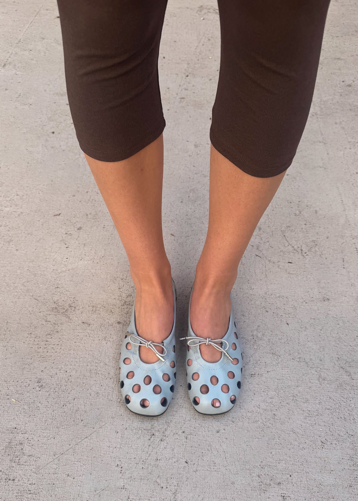 Rosalind Cut Out Blue Leather Ballet Flats - Image 2