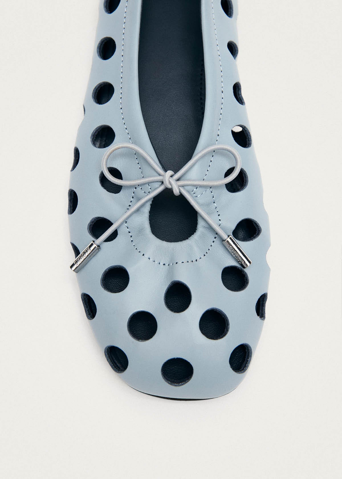 Rosalind Cut Out Blue Leather Ballet Flats - Image 6