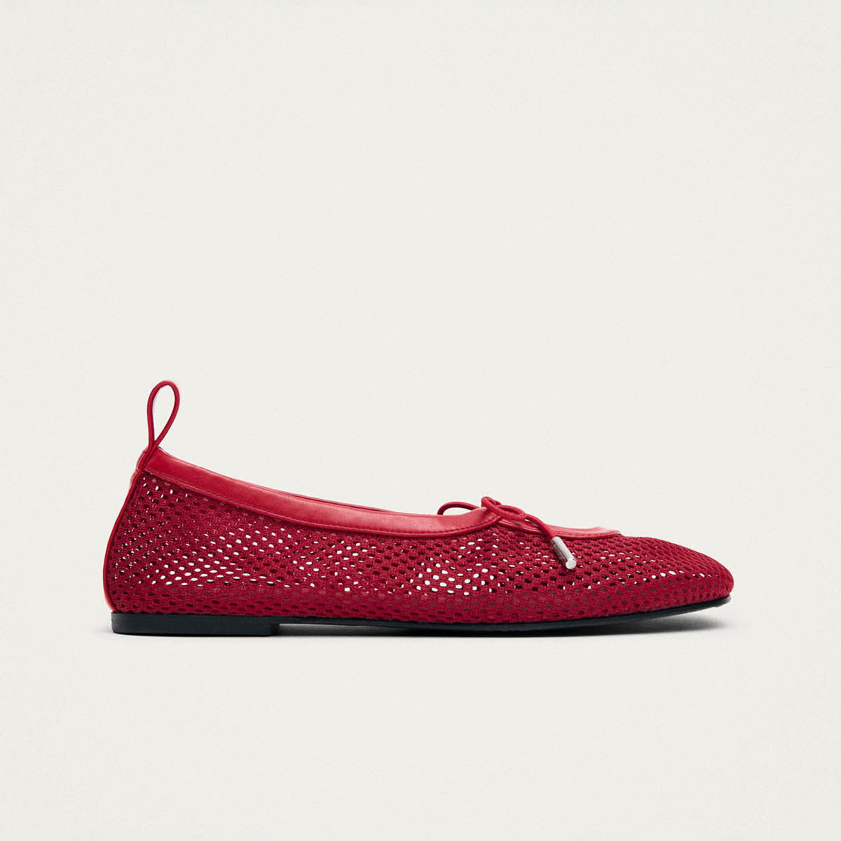 Rosalind Mesh Red Leather Ballet Flats - Image 3