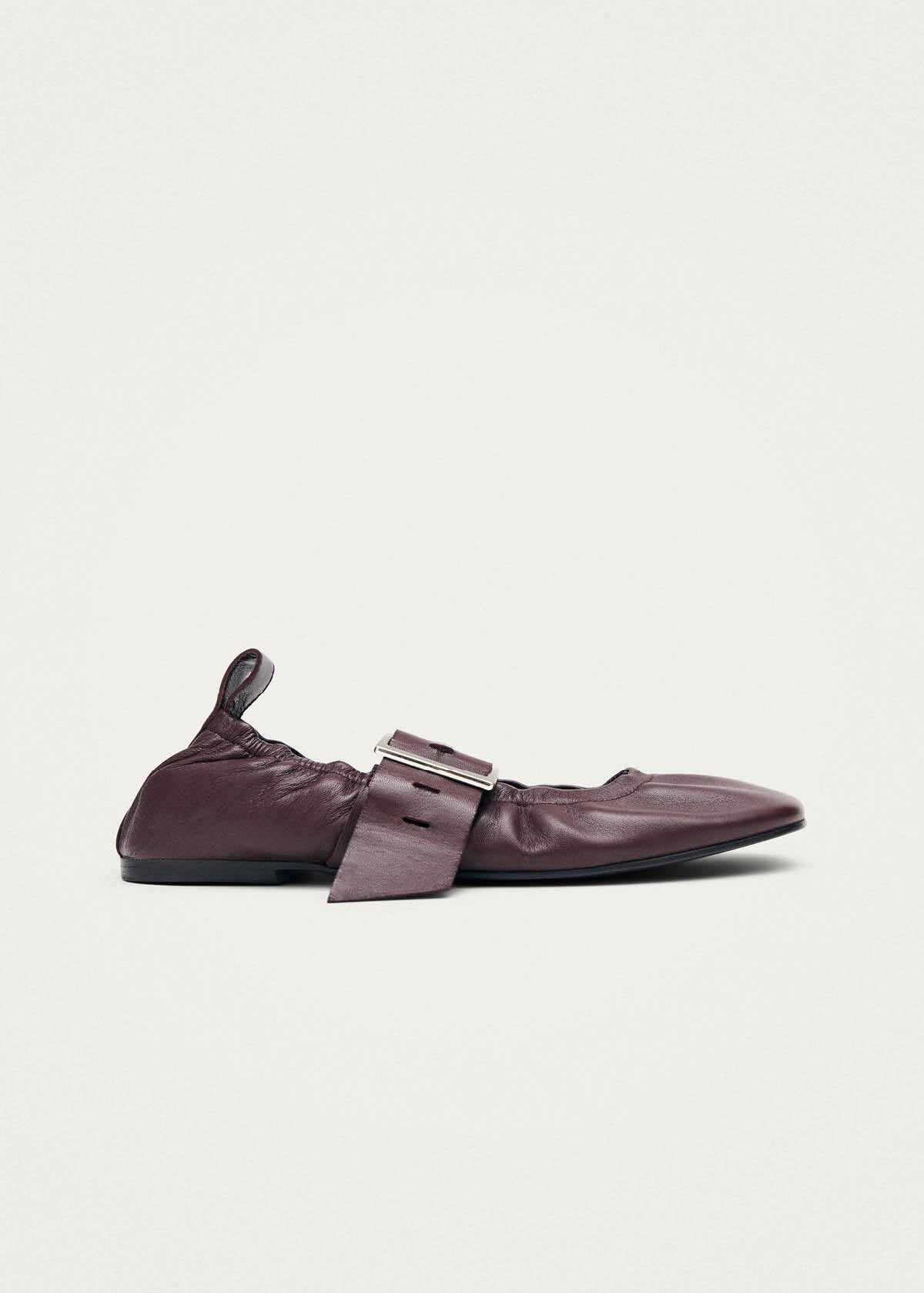 Sarea Burgundy Leather Ballet Flats - Image 4
