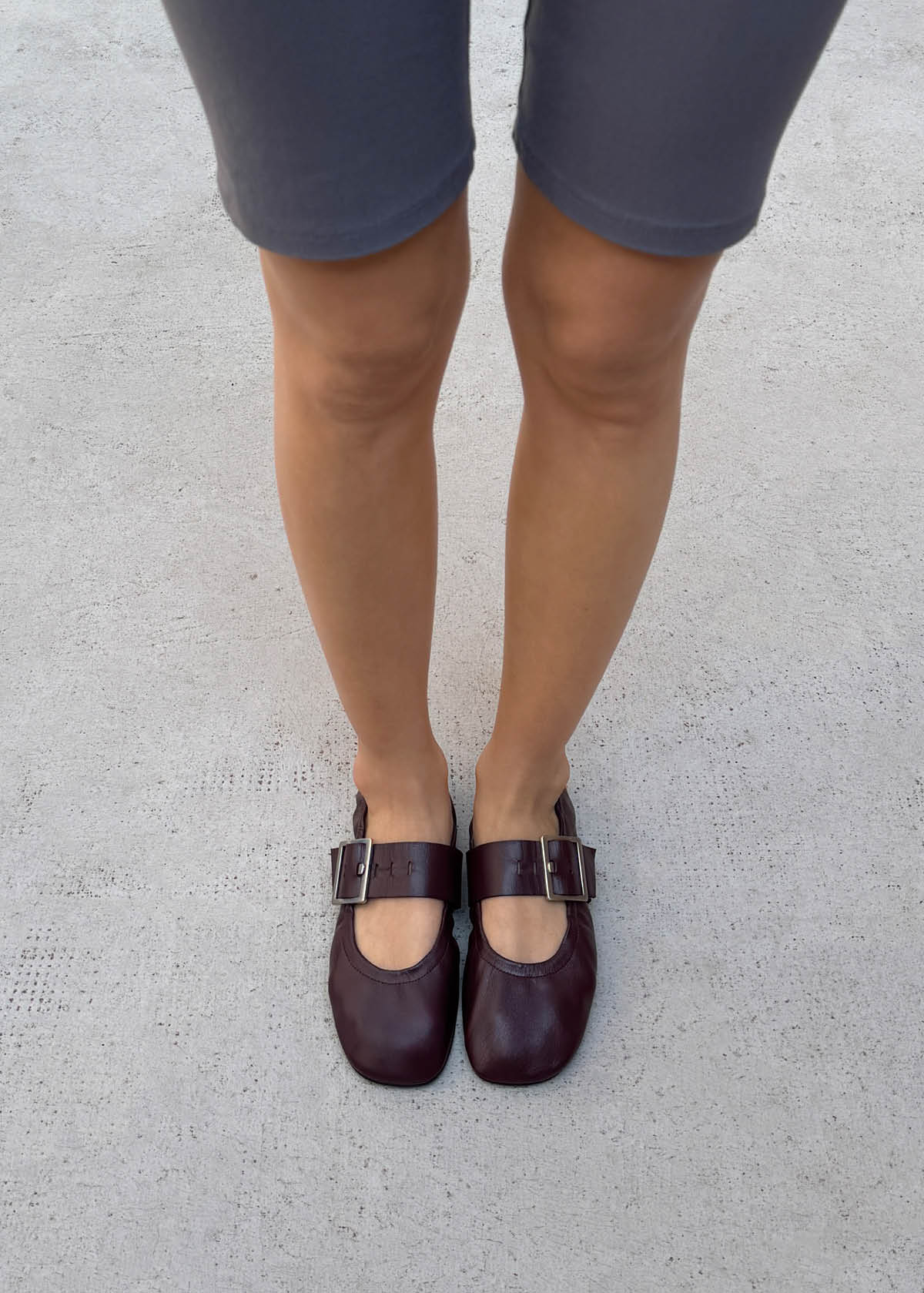 Sarea Burgundy Leather Ballet Flats - Image 2