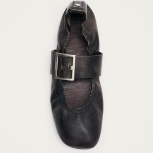 Sarea Vintage Effect Brown Leather Ballet Flats