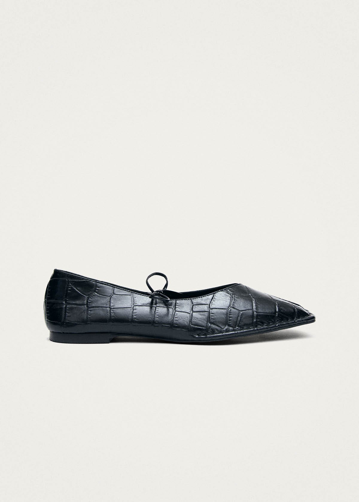 Sway Croco Black Leather Ballet Flats - Image 4