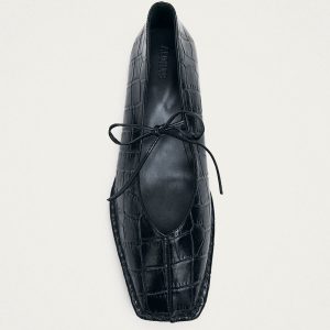 Sway Croco Black Leather Ballet Flats