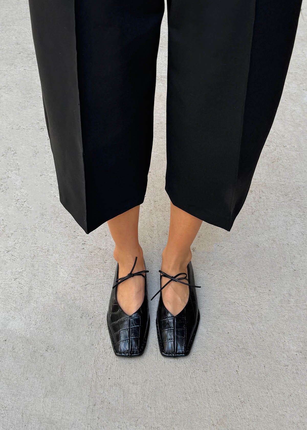 Sway Croco Black Leather Ballet Flats - Image 2