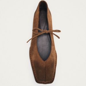 Sway Vintage Effect Suede Brown Leather Ballet Flats