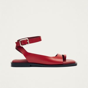 Tebas Red Leather Sandals